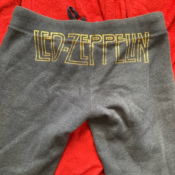 PINK VS LE Led Zeppelin Graphic Navy&Gold Cuffed Fleece Drawstring Sweatpants M - Picture 7 of 8